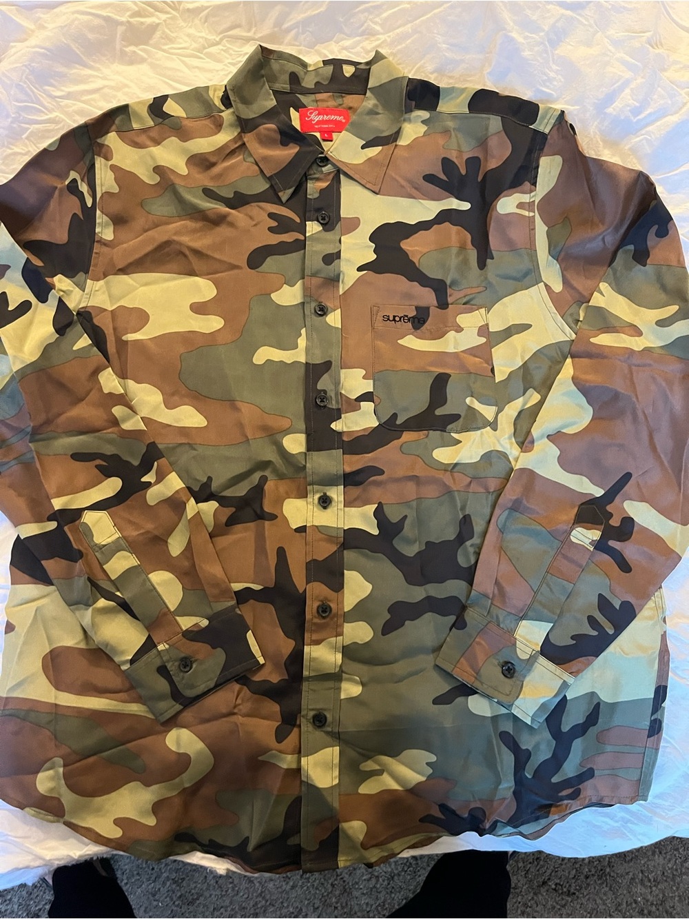 Supreme Green Brown Black Camo Button-Down Shirt